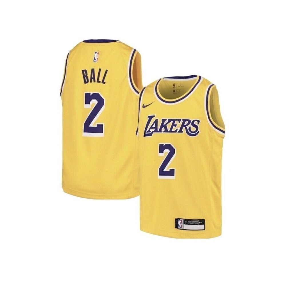 Lonzo Ball Los Angeles Lakers Nike Youth M Swingman Jersey Gold Icon Edition NWT